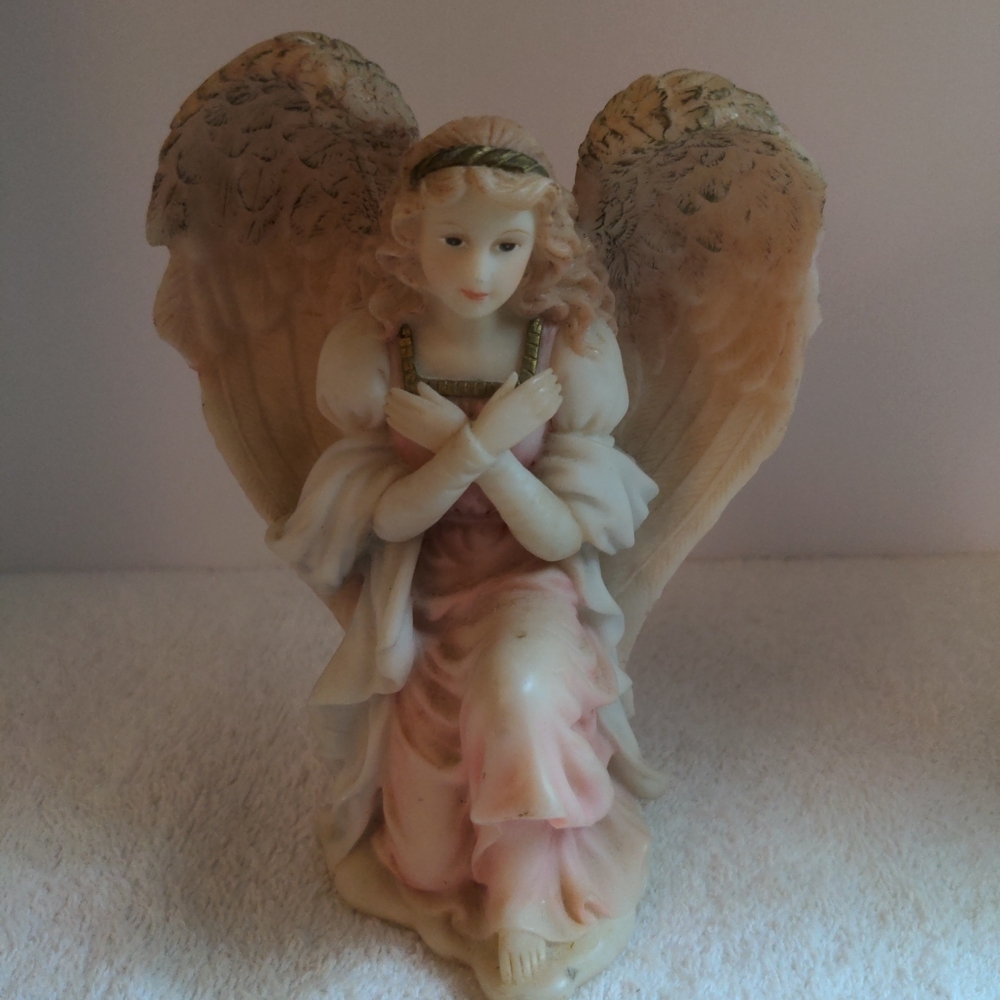 Elegant Angel Figurine - Cream and Pink